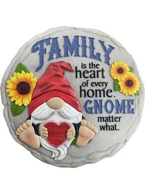 Decorative Garden Stone for Yard, Patio, Walkway - Family Gnome Outdoor Decor